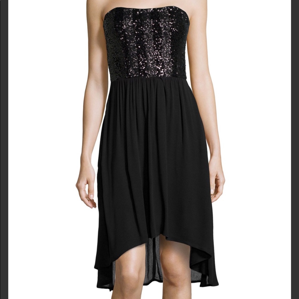 NWT Ella Moss Black Sequin Strapless Dress Sz M